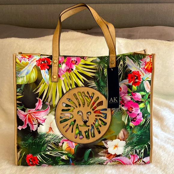Anne Klein Handbags - NWT AK ANNE KLEIN Satin Tropical 🌴 Print Beach Comber Tote Bag with coin purse